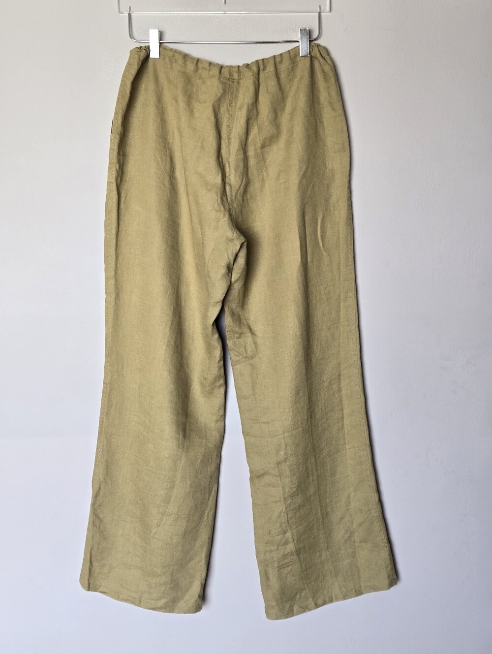 Saks Fifth Avenue Women's Olive Linen Button-Up Shirt & Wide-Leg Pants Set M - Picture 7 of 13